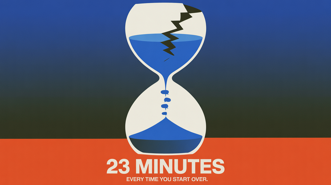 23 Minutes. Every Time You Start Over.